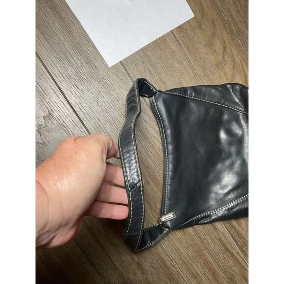 Vtg Y2K Era Fossil Black Leather Shoulder Bag Immaculate Condition - Picture 4 of 7